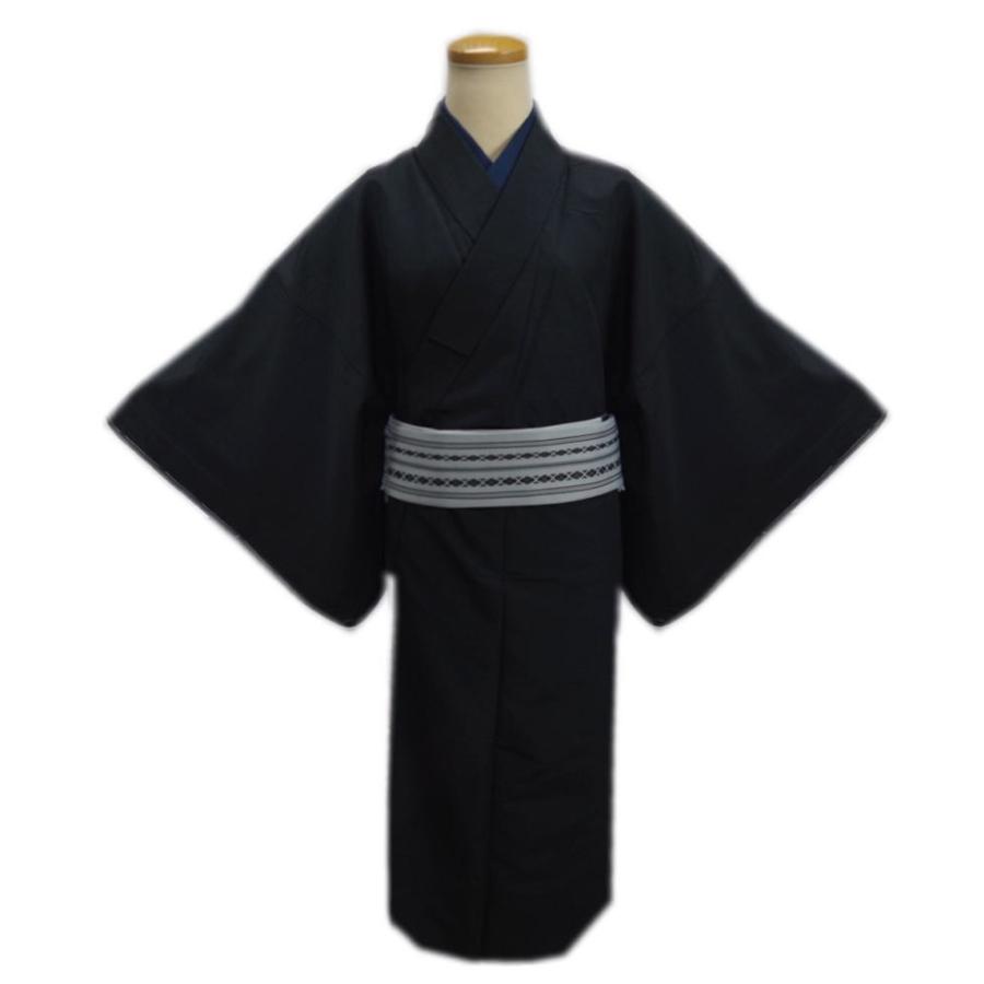 着物 袷 メンズ 男性 お仕立て上がり 5点セット 黒色 M L LL 羽織