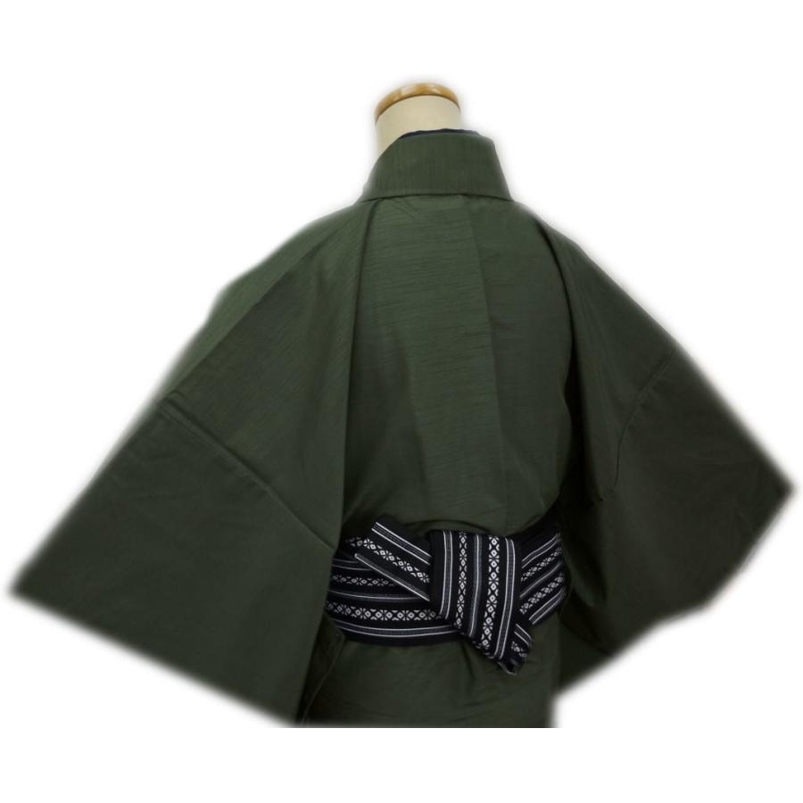 着物 袷 メンズ 男物 男性 お仕立て上がり 5点セット 渋緑色 3Ｌ 大きいサイズ 羽織 羽織紐 ワンタッチ角帯 半襦袢 男物 紳士用 洗える 無地 着物 袷 メンズ 男物 男性 お仕立て上がり 5点セット 渋緑色 3L