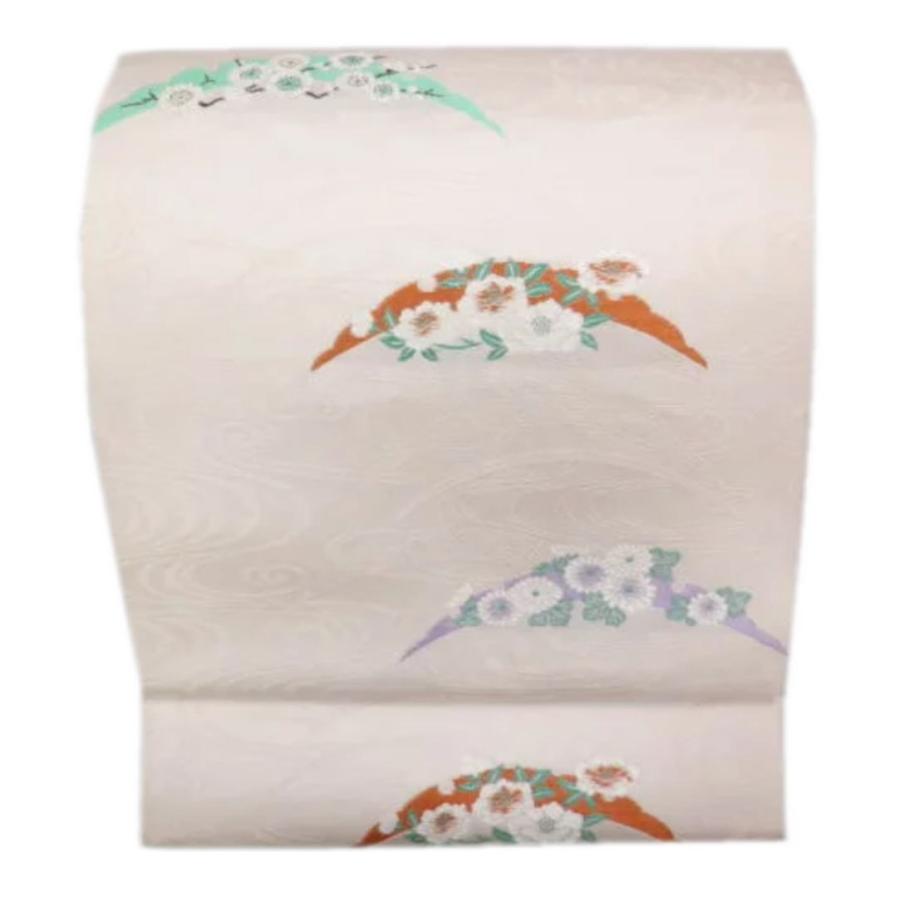 名古屋帯 お仕立て上がり 正絹 西陣織 薄紫ピンク地雪輪古典花 日本製 小紋 紬 洗える着物 女性用 出来上がり 名古屋帯 お仕立て上がり 正絹 西陣織 薄紫ピンク地雪輪古典花 日本製