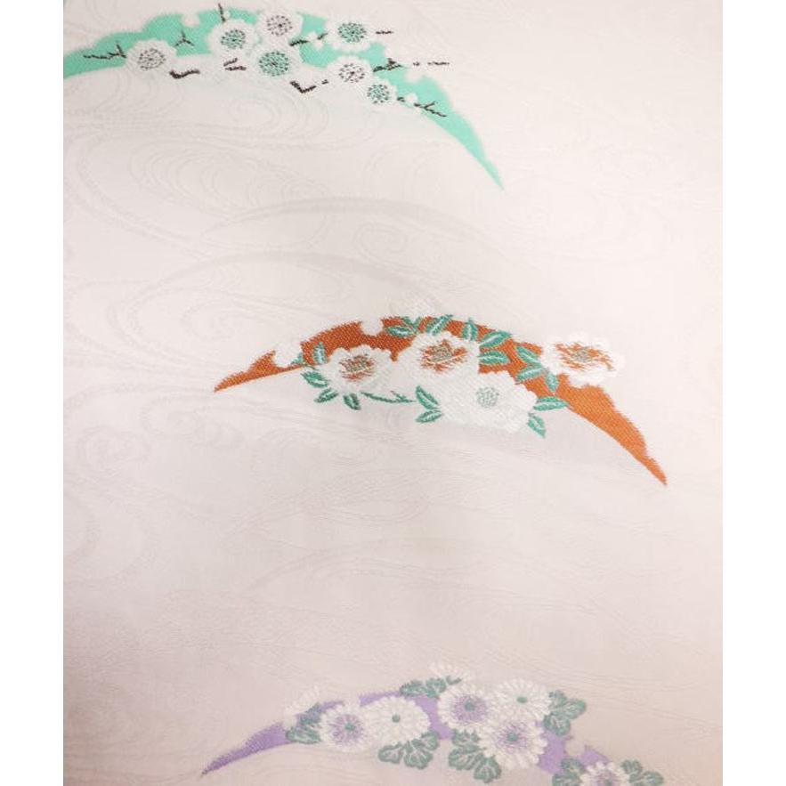 名古屋帯 お仕立て上がり 正絹 西陣織 薄紫ピンク地雪輪古典花 日本製  