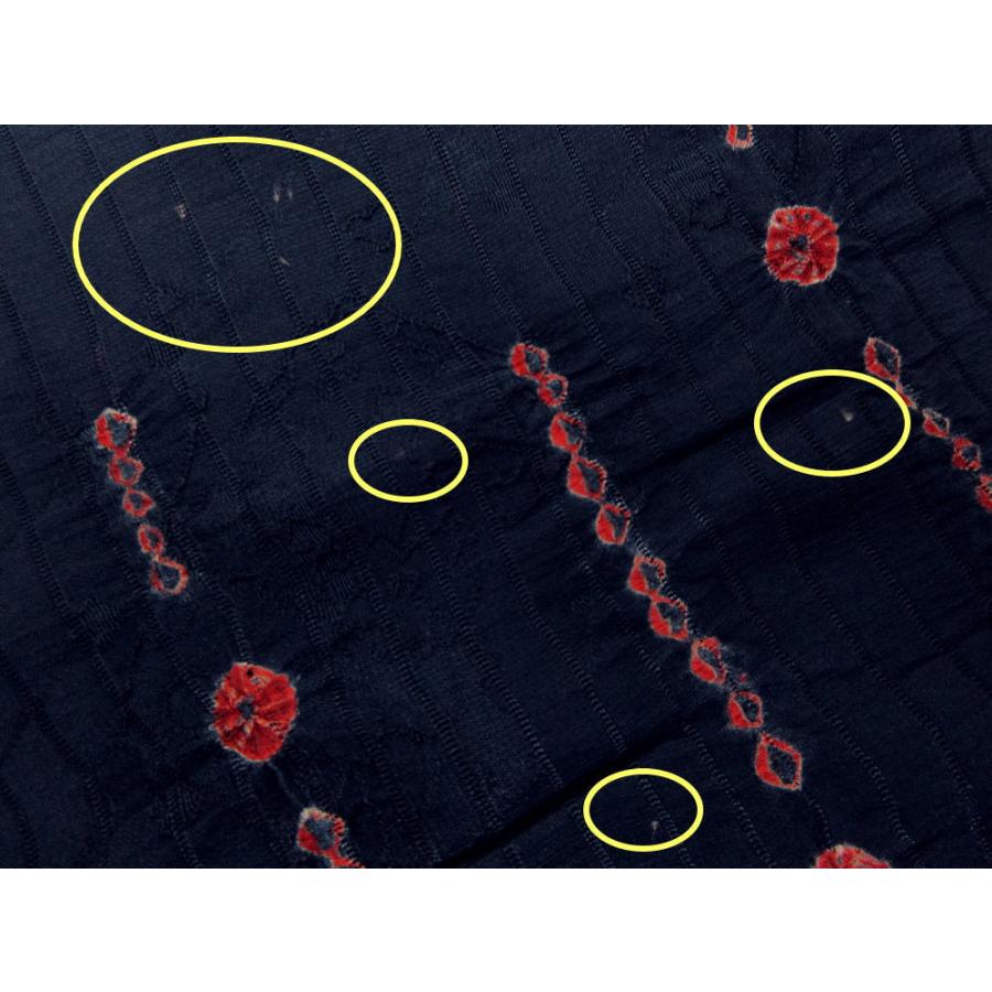 訳有り 少難あり】 帯揚げ 帯上げ 絽 夏用 絞り 正絹 濃紺色地模様地赤