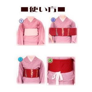 着物 洗える 夏用 紬調 小紋 と 絽 軽装帯 付け帯 2点セット 赤