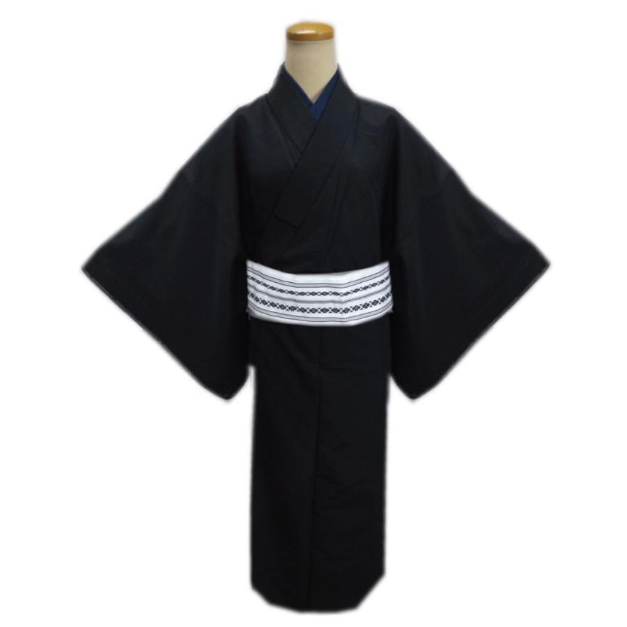 着物 袷 メンズ 男性 お仕立て上がり 5点セット 黒色 Ｍ Ｌ ＬＬ 羽織 羽織紐 ワンタッチ角帯 半襦袢 男物 紳士用 洗える 無地 2Ｌ 着物 袷 メンズ 男物 男性 お仕立て上がり 5点セット 黒色 M L LL