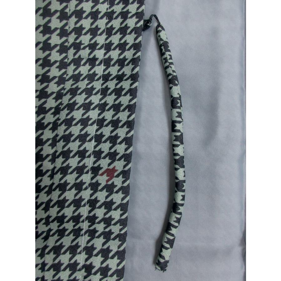 長羽織 はおり コート 洗える 薄緑グレー地千鳥格子 M L 羽織紐付