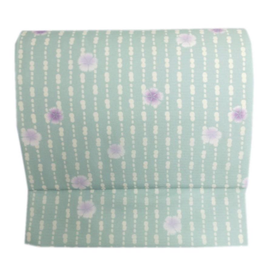 着物 洗える 紗 夏用 小紋 と 絽軽装帯 付け帯 2点セット 橙色紫色