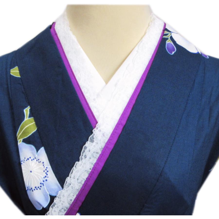 重ね衿 伊達襟 レース 白 リバーシブル 紫色藤紫 リョウコ キクチ 振袖