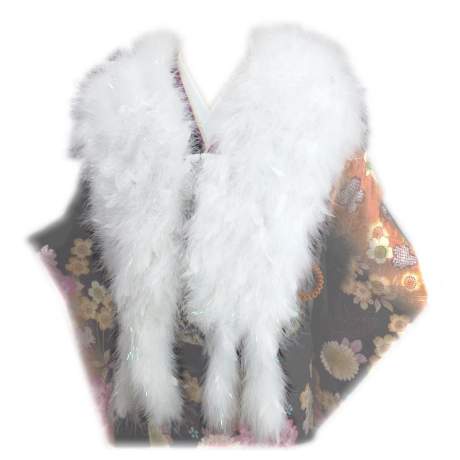 スワン羽毛ショール ロング 白に白羽根 振袖 成人式 卒業式 袴 着物 ストール スワン羽毛ショール ロング 白に白羽根 振袖 成人式 卒業式 袴 着物