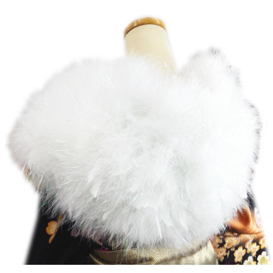 スワン羽毛ショール ロング 白に白羽根 振袖 成人式 卒業式 袴 着物