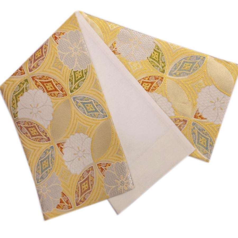 袋帯 正絹 お仕立上がり 振袖 成人式 訪問着 留袖 六通柄 西陣織 薄金色地金糸入り七宝桜紋 袋帯 正絹 お仕立上がり 振袖 成人式 訪問着 留袖 六通柄 西陣織 薄