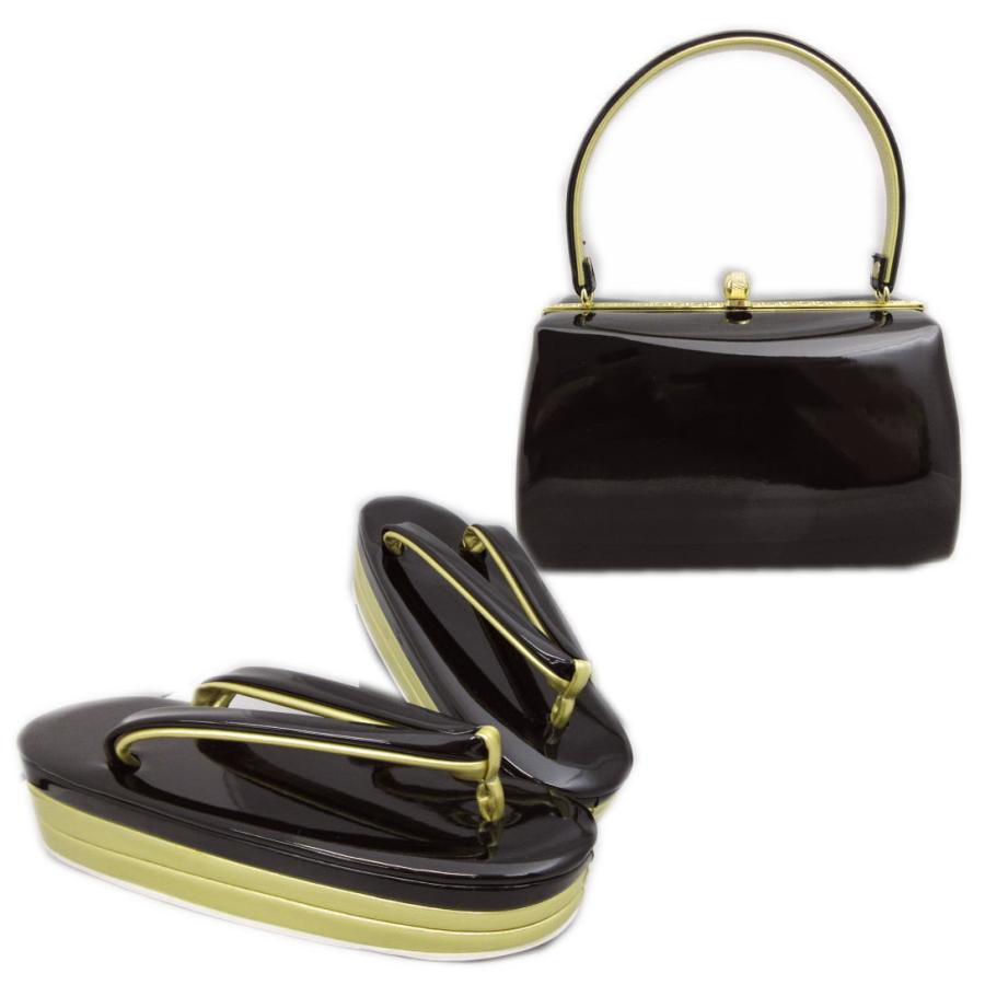 草履バッグセット エナメル 角丸型 黒（金） ＬＬ 大きいサイズ 振袖 成人式 卒業式 袴 着物 訪問着 結婚式 無地 振袖用 2Ｌ 黒色 草履バッグセット エナメル 角丸型 黒（金） LL 大きいサイズ 振袖