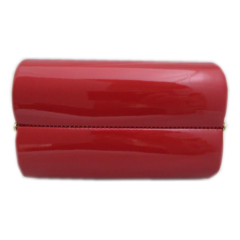 草履バッグセット エナメル 角丸型 赤（金） フリー 振袖 成人式 卒業