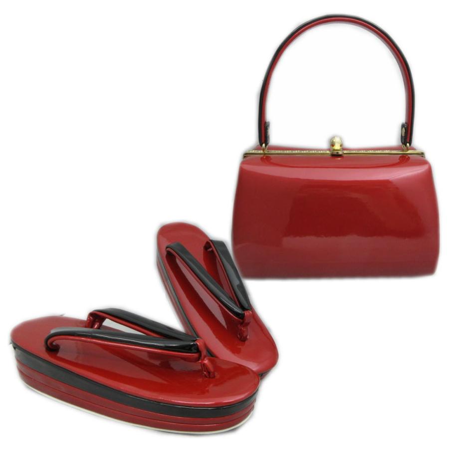 草履バッグセット エナメル 角丸型 濃赤（黒） ＬＬ 大きいサイズ 振袖 成人式 卒業式 袴 着物 訪問着 結婚式 無地 振袖用 2Ｌ 赤色 草履バッグセット エナメル 角丸型 濃赤（黒） LL 大きいサイズ 振袖