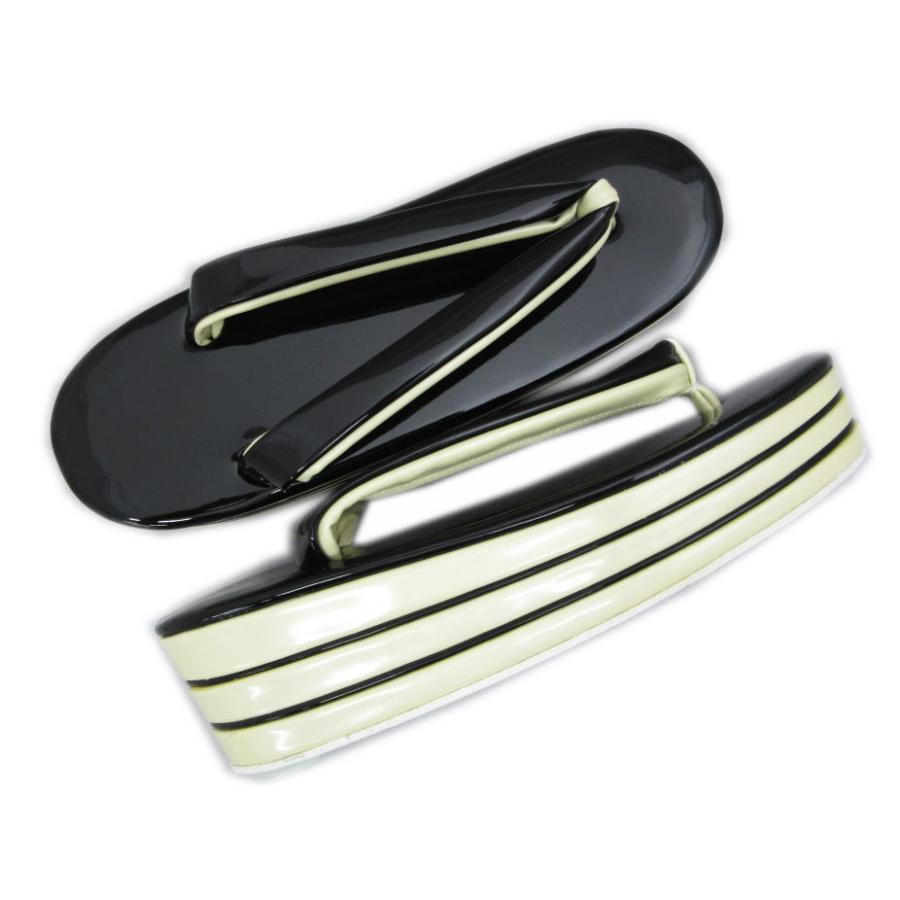 草履バッグセット エナメル 横丸型 黒クリーム フリー 振袖 成人式