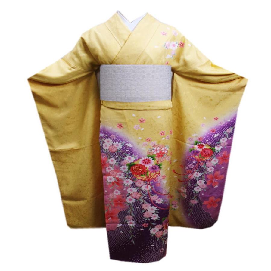 振袖 正絹 お買上 お仕立上がり 単品 薄黄色地薄紫ぼかし
