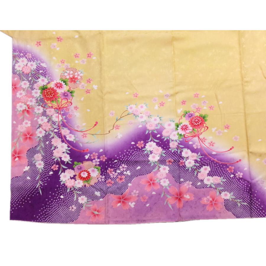 振袖 正絹 お買上 お仕立上がり 単品 薄黄色地薄紫ぼかし枝垂れ桜古典 