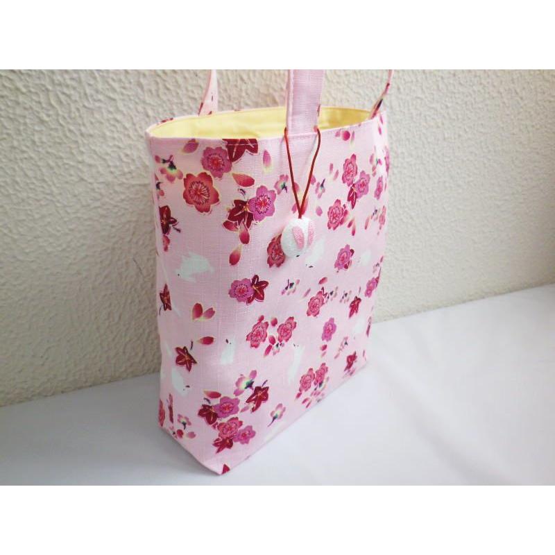 トートバッグ ミニ 手提げ ランチ 和柄 桜楓うさぎ薄ピンク 日本
