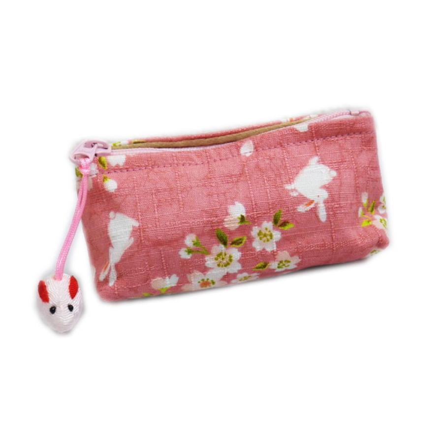 ポーチ ミニ 小物 小銭入れ ファスナー 和柄 桜うさぎピンク