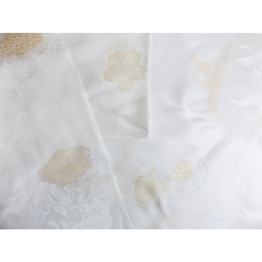 帯揚げ 帯上げ 正絹 金糸縫い取り刺繍 白 留袖用 結婚式 礼装用 単品 