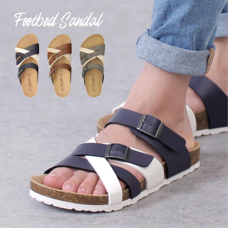 サンダル メンズ フットベッド おしゃれ Parade 23 合皮 定番 コンフォートサンダル カジュアル ネイビー ブラウン Parade ワシントン靴店 通販 Paypayモール