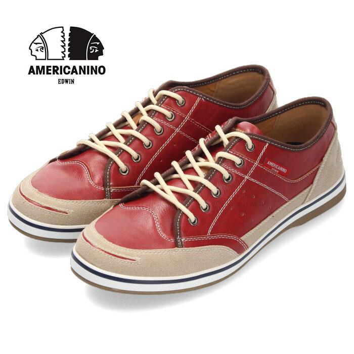 カジュアルシューズ メンズ スニーカー アメリカニーノ エドウィン Ae7 レッド Americanino Edwin 軽量 レースアップ 赤 セール Parade ワシントン靴店 通販 Paypayモール