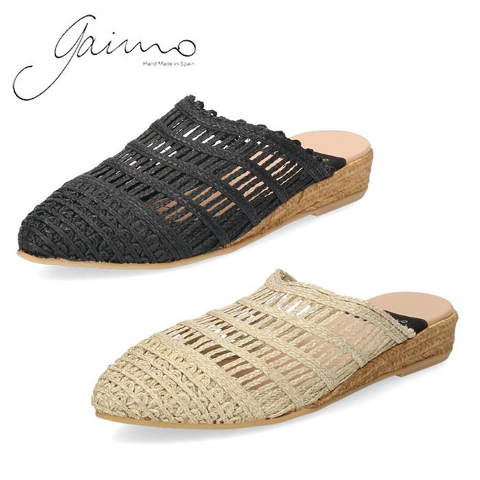 GAIMO サボ サンダル レディース ミュール ウエッジソール 本革 つま先 