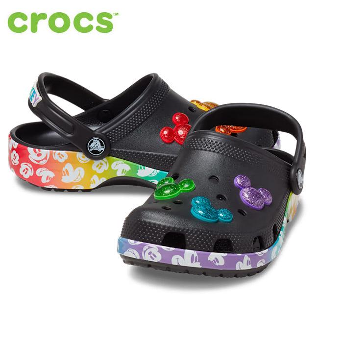 クロックス キッズ サンダル ディズニー ミッキーマウス Crocs Classic Disney Rainbow Celebration 7743 ブラック 0c4 Parade ワシントン靴店 通販 Paypayモール