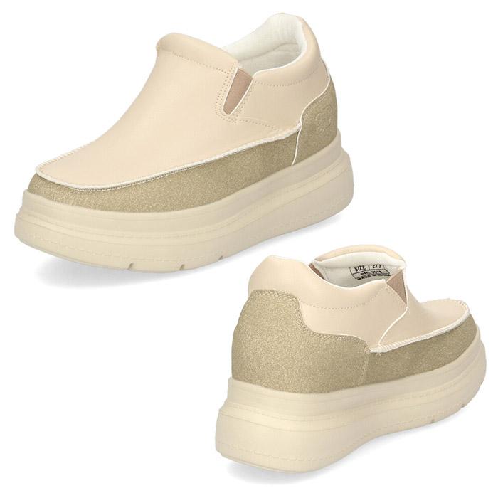 クライム 爆買 スニーカー レディース 厚底 スリッポン 合皮 ホワイト