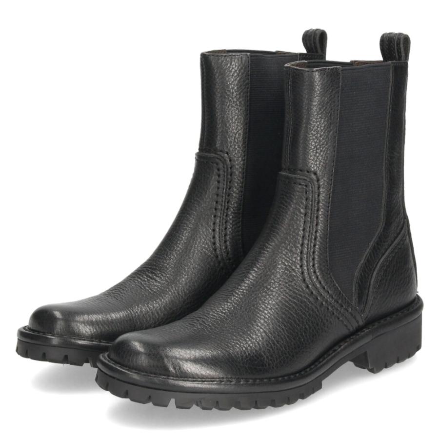 【極美品】SAYAサヤ レザーサイドジップショートブーツ 黒 牛革　23cm SAYA（サヤ） ブーツ レディース 靴 プラット製法 本革チェルシー