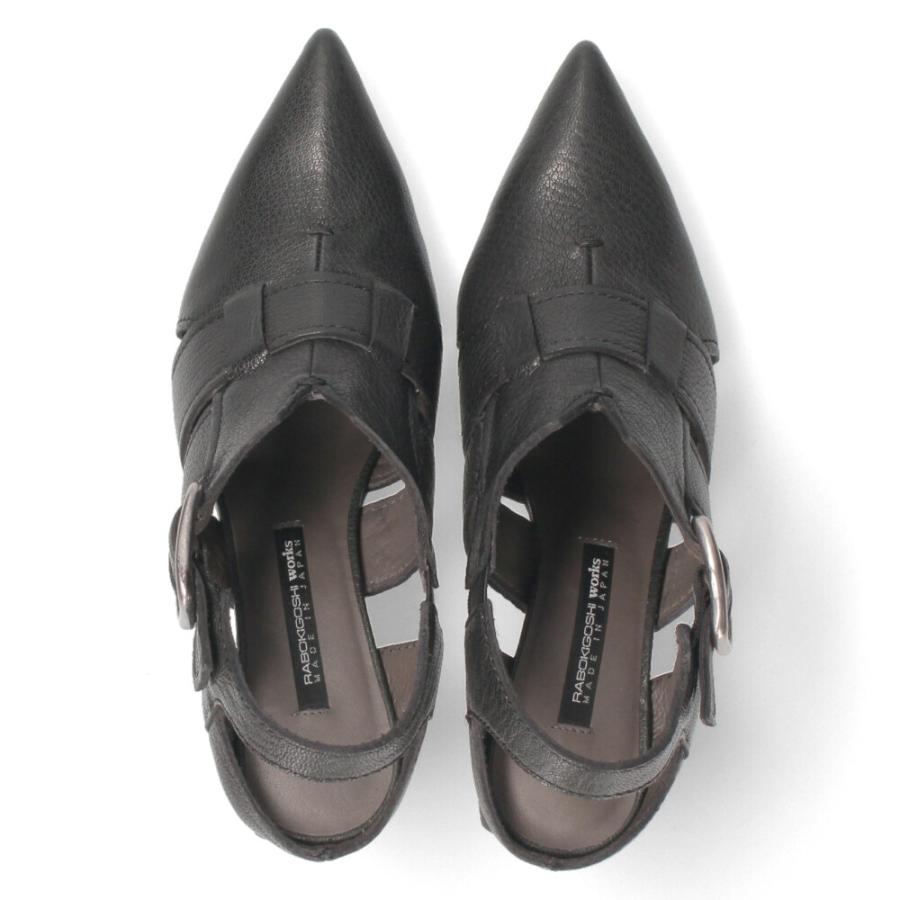 パンプス ハイヒール バックストラップ 太ヒール 本革 黒 ラボキゴシ ワークス 12765 ブラック アイボリー カーキ レディース 靴 日本製 RABOKIGOSHI works rabokigoshi works（ラボキゴシワークス） パンプス ハイヒール バック