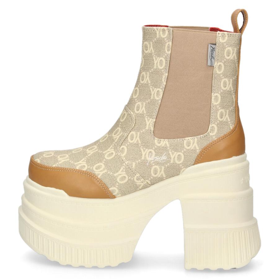 サイドゴア ブーツ レディース 厚底ブーツ ショート 黒 ヨースケ