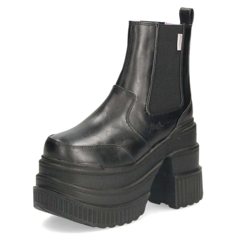 サイドゴア ブーツ レディース 厚底ブーツ ショート 黒 ヨースケ