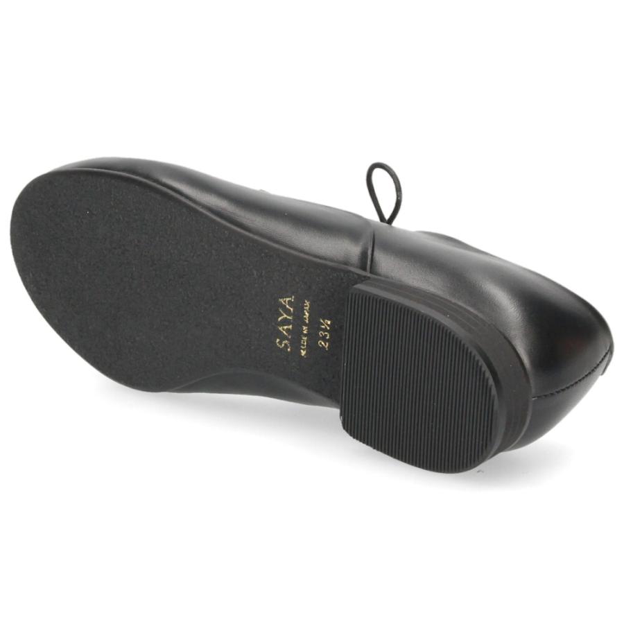 SAYA（サヤ） レースアップシューズ レディース 本革 黒 フラット