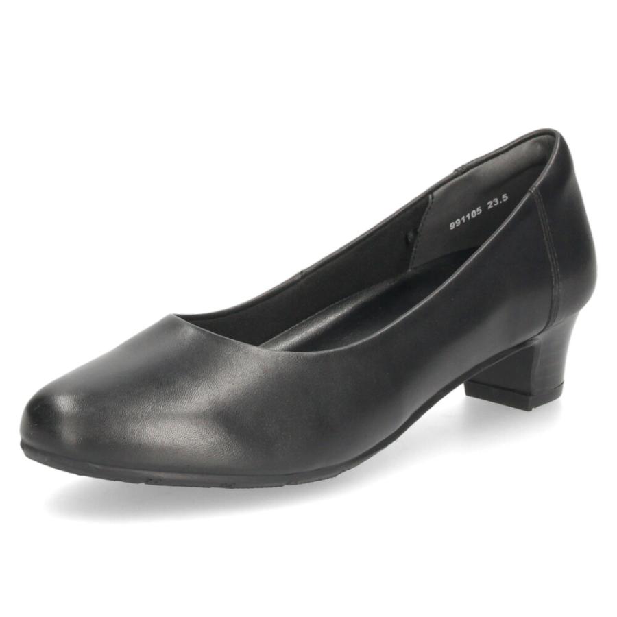 Parade 黒パンプス 本革 ローヒール 幅広 痛くない フォーマル