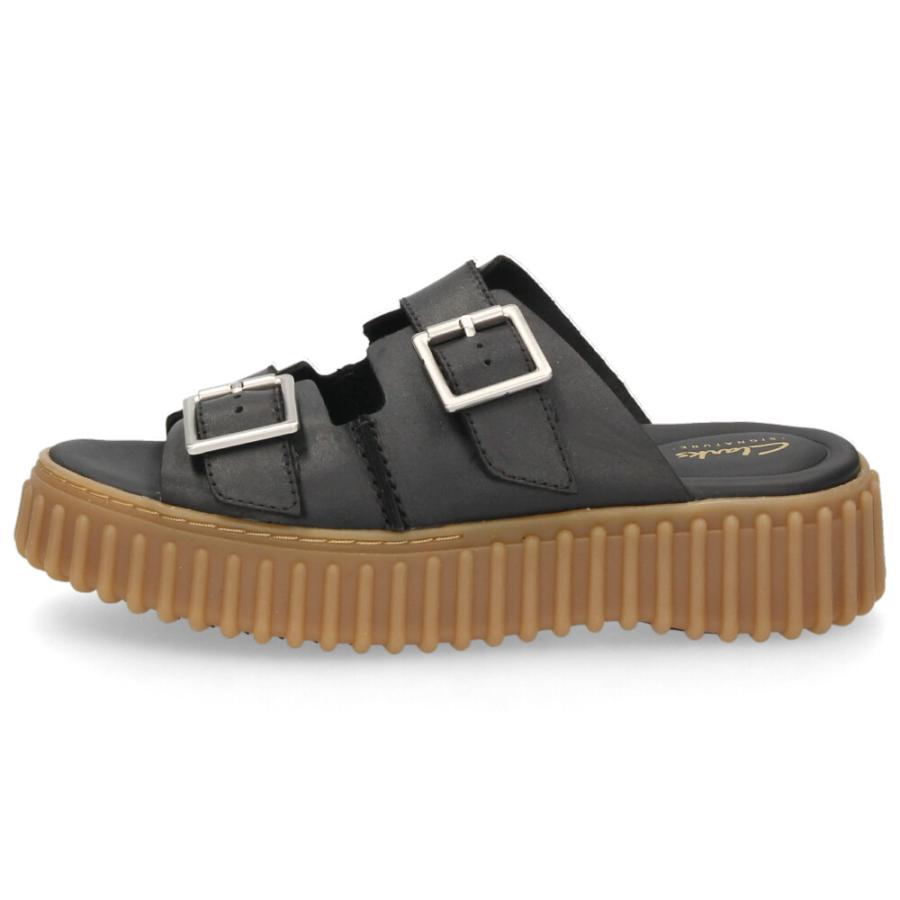 クラークス レディース サンダル 厚底 スライドサンダル 本革 ブラック ホワイト レザーサンダル Clarks Torhill Slide トーヒルスライド 26176430 26176428 | Clarks | 12