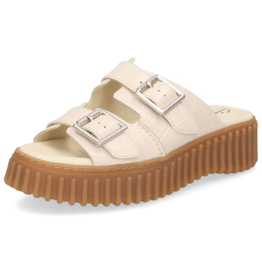 クラークス レディース サンダル 厚底 スライドサンダル 本革 ブラック ホワイト レザーサンダル Clarks Torhill Slide トーヒルスライド 26176430 26176428 | Clarks | 05