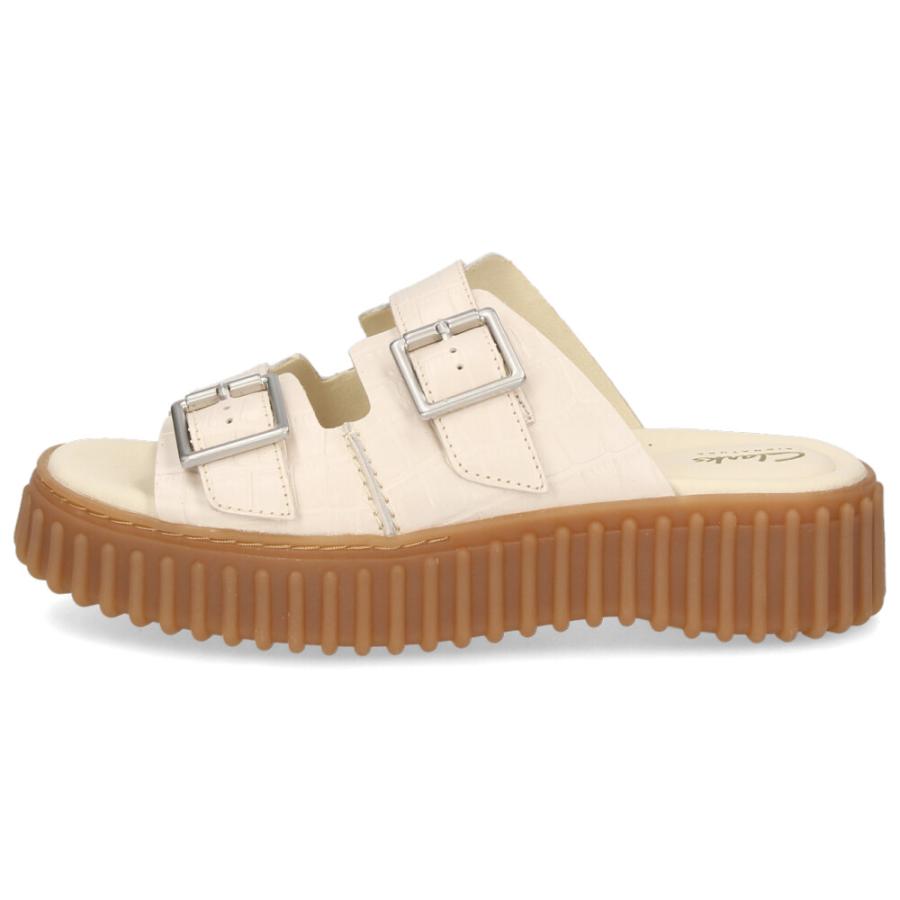 クラークス レディース サンダル 厚底 スライドサンダル 本革 ブラック ホワイト レザーサンダル Clarks Torhill Slide トーヒルスライド 26176430 26176428 | Clarks | 06