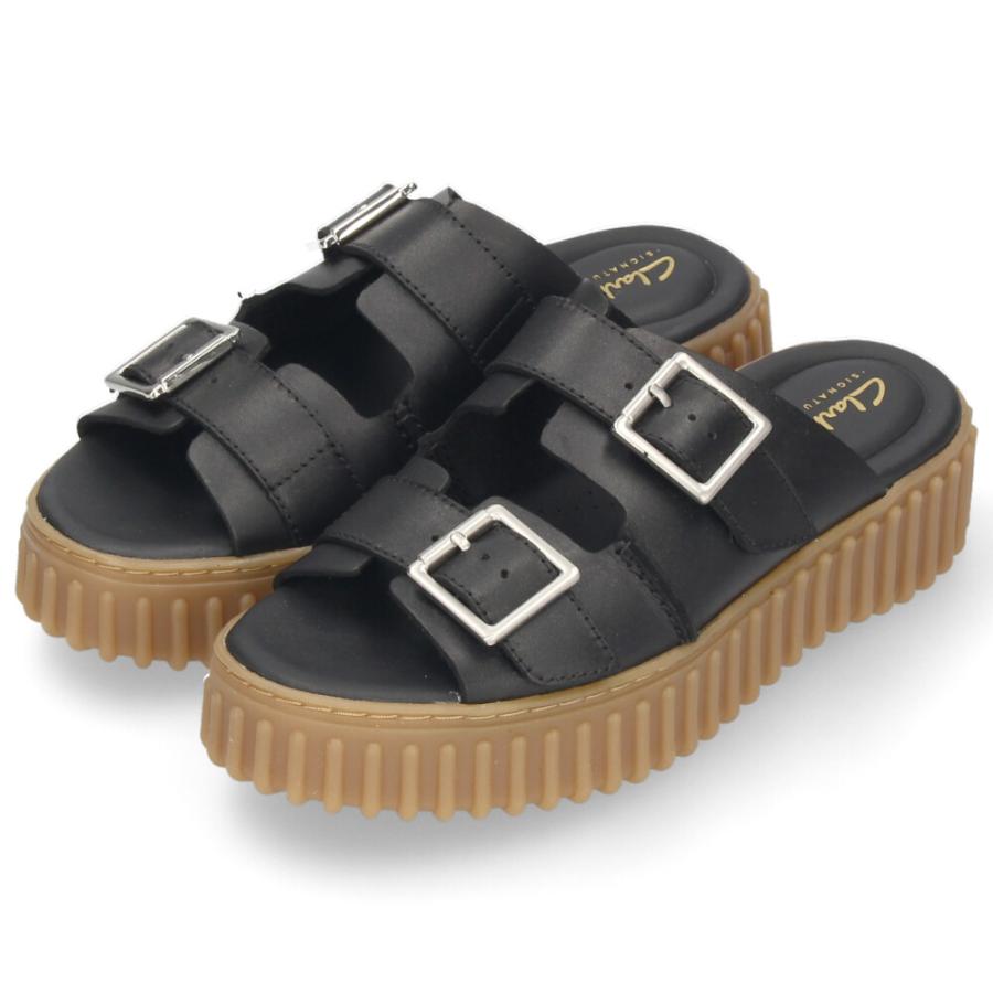 クラークス レディース サンダル 厚底 スライドサンダル 本革 ブラック ホワイト レザーサンダル Clarks Torhill Slide トーヒルスライド 26176430 26176428 | Clarks | 10
