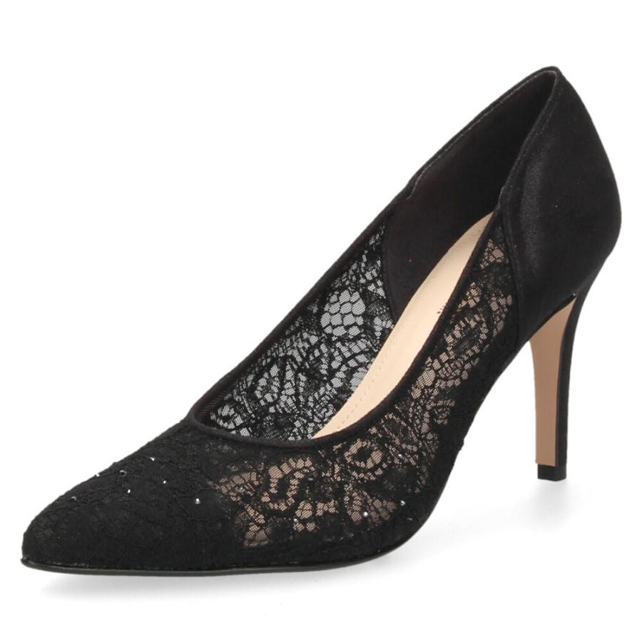 MELMO（メルモ） パンプス 黒 レース ハイヒール レディース 靴 ヒール