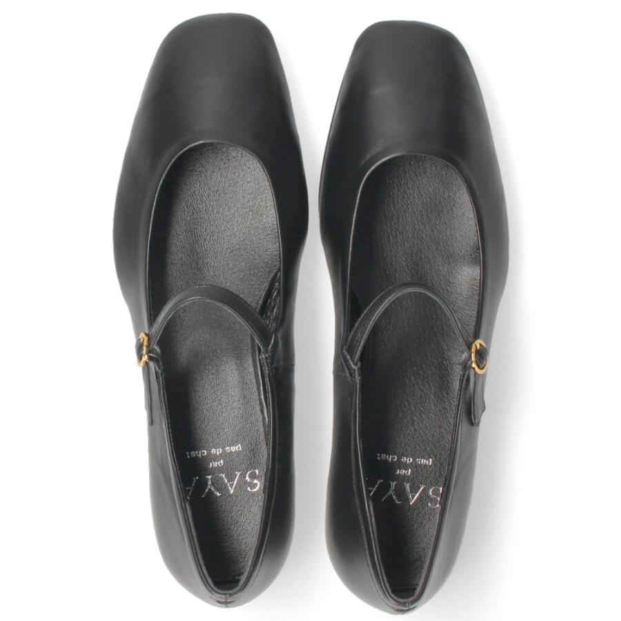 SAYA 爆買 パンプス レディース ストラップパンプス 黒 本革