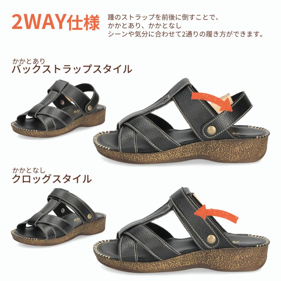 Parade レディース サンダル 2way ストラップ 日本製 かかとあり