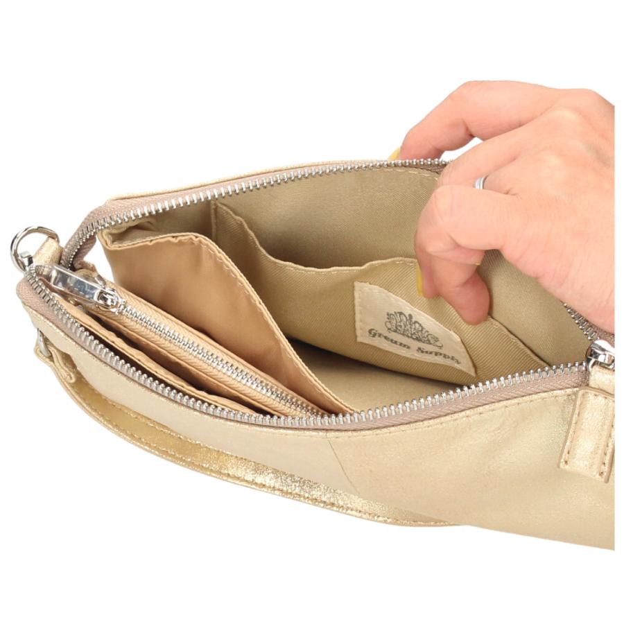 バッグ レディース 小さめ 斜め掛け ミニショルダー 20902 GREAM SUPPLY ポシェット クラッチ 2WAY ショルダーバッグ 本革 ゴールド シルバー グリームサプライ バッグ レディース 小さめ 斜め掛け ミニショルダー ポシェット