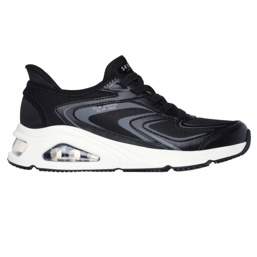 スケッチャーズ 厚底 スニーカー レディース ブラック 黒 ホワイト エアクッション はっ水 スコッチガード トレスエア ウノ イージー グライド 177408 SKECHERS