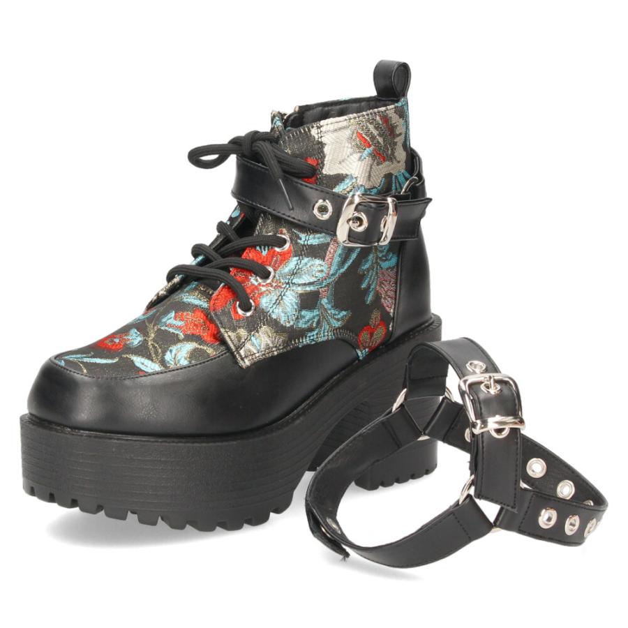 YOSUKE（ヨースケ） 厚底 ショートブーツ レディース ブラック 黒 幅広