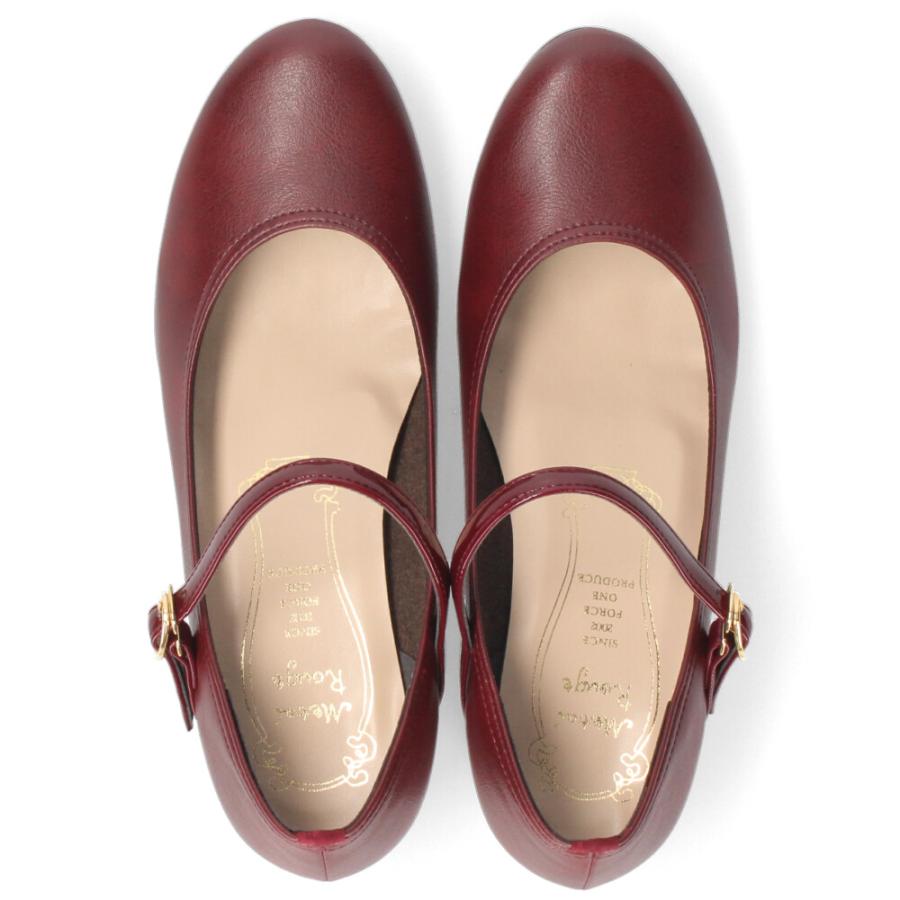 パンプス ヒール レディース 日本製 ストラップ ラウンドトゥ 黒