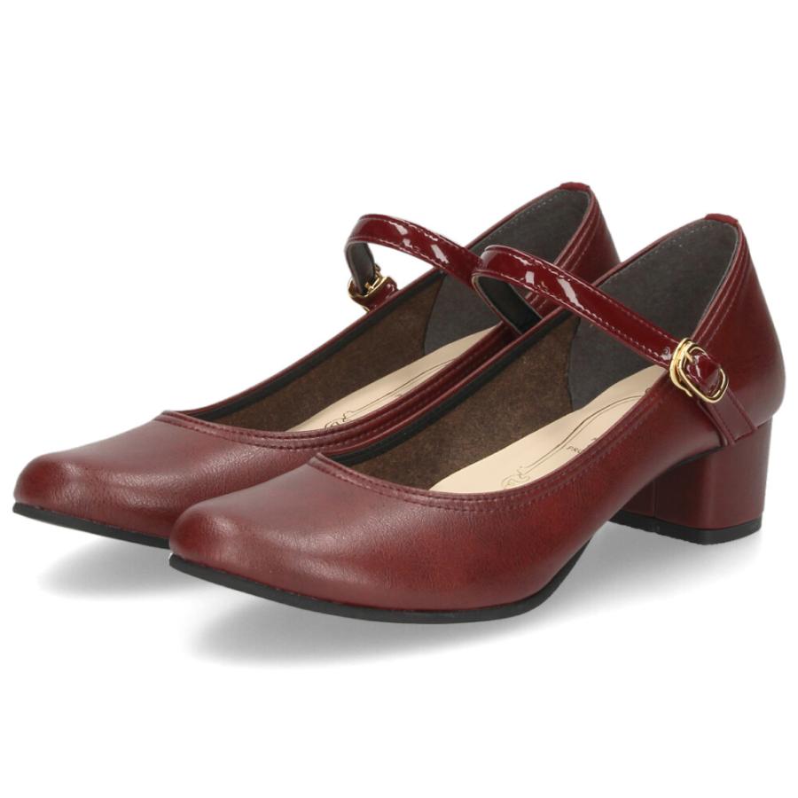 パンプス ヒール レディース 日本製 ストラップ ラウンドトゥ 黒