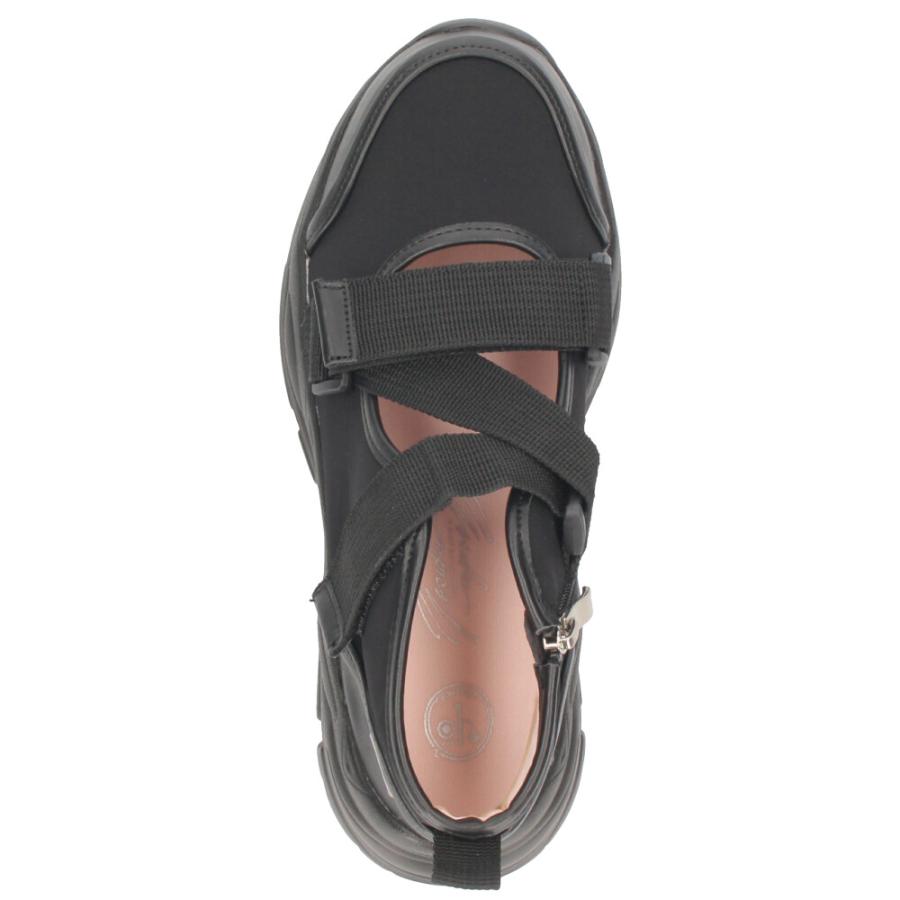 YOSUKE 厚底スニーカー レディース ストラップ 黒 白 ピンク