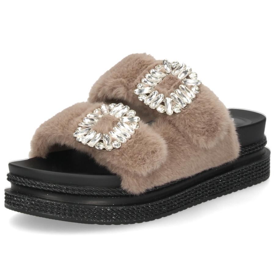 Parade 爆買 冬サンダル レディース 靴 厚底 ビジュー ファー素材