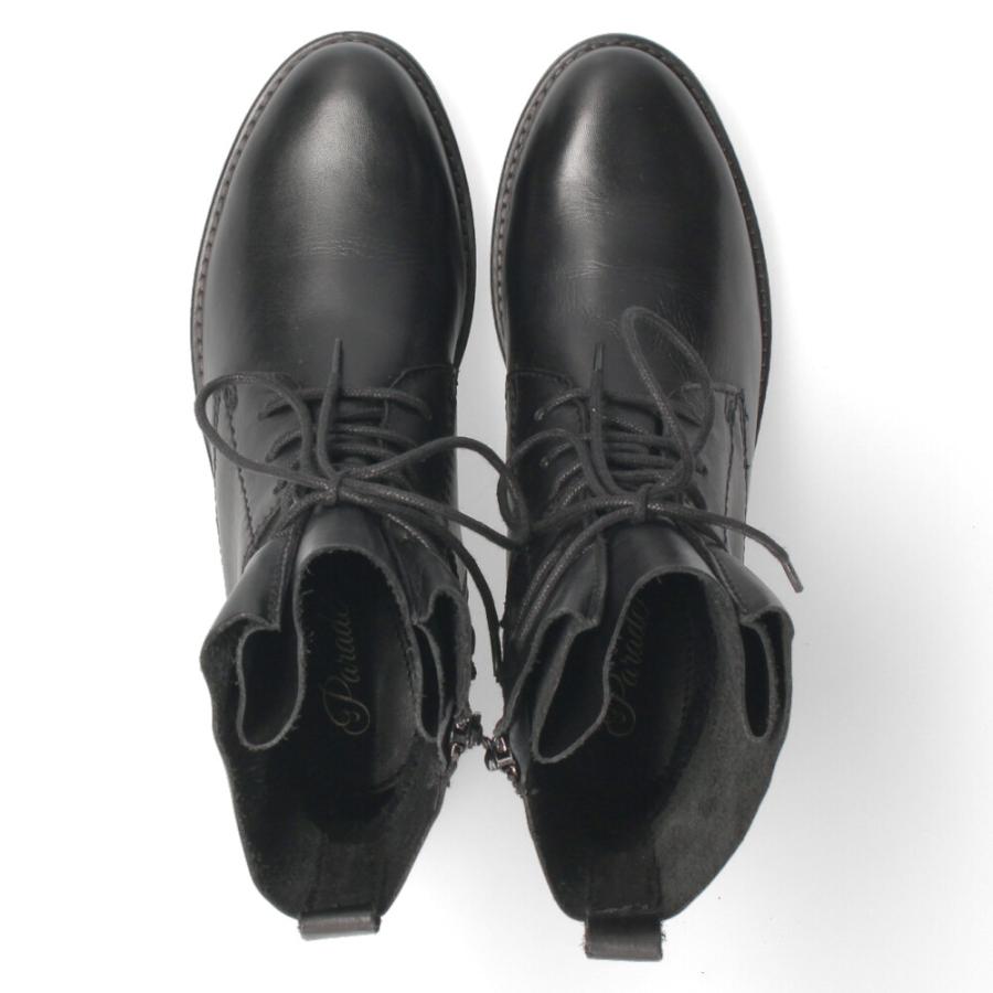 Parade ショートブーツ レディース 本革 レースアップ サイドジップ