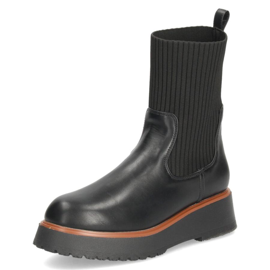 ブーツ サイドゴア ニットソックスブーツ レディース 軽量 ショートブーツ 防寒 ブラック 厚底 マンチェッタ MASCHIETTA 9301 異素材 ブーツ サイドゴア ニットソックスブーツ レディース 軽量 ショート