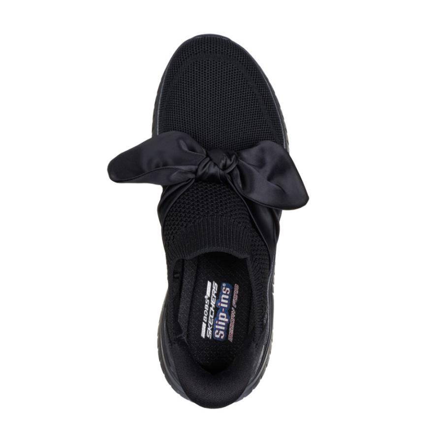 スケッチャーズ スリップインズ レディース スニーカー ブラック 黒 オフホワイト ノーマル幅 リボン SKECHERS 117630 Parade限定商品の画像